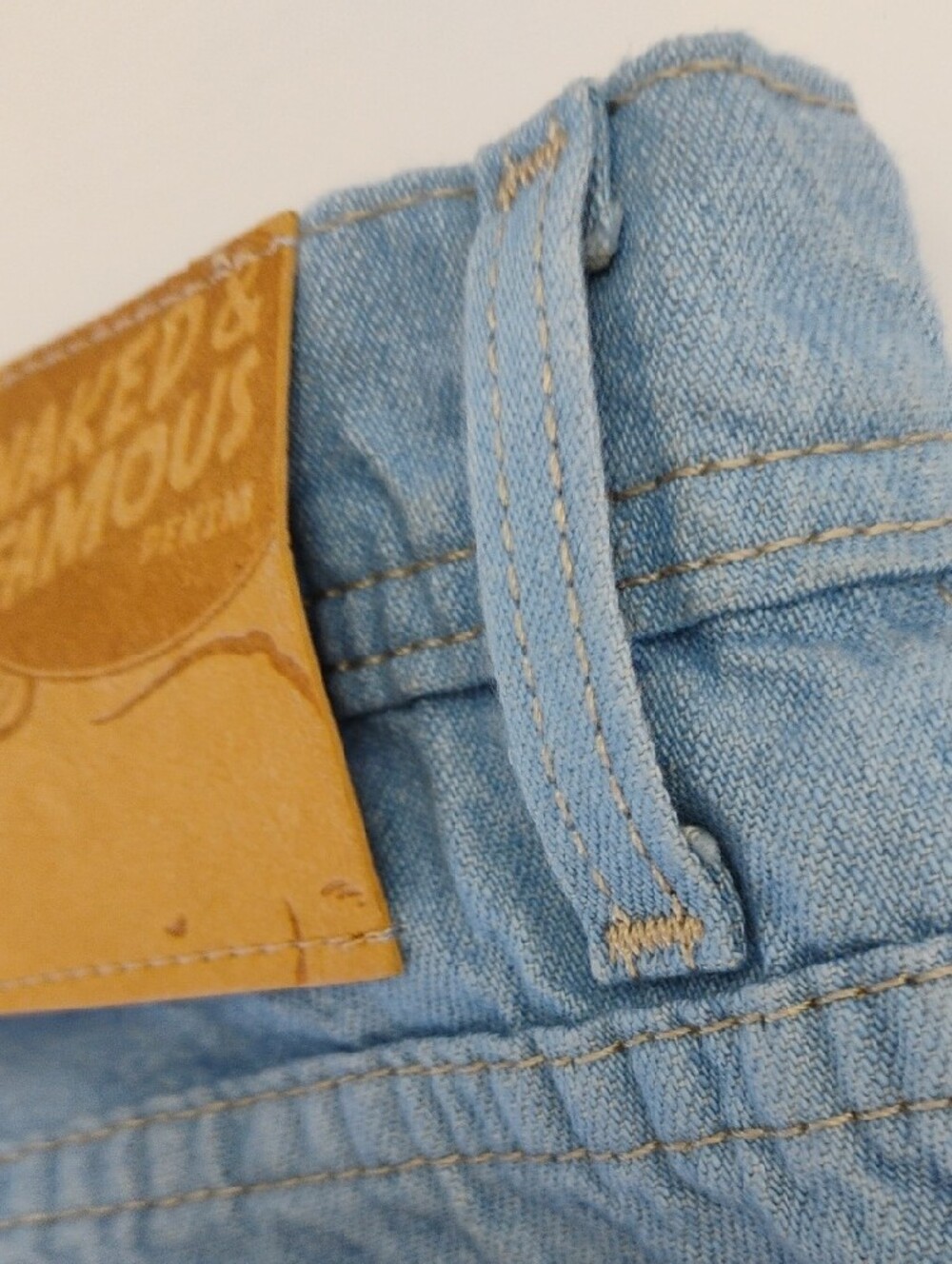 Naked & Famous Weird Guy Sky High Selvedge Pale Blue Cotton Hemp Jeans 31x35 - Picture 12 of 16